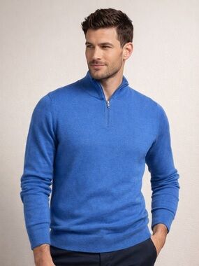 NWT banana republic factory men’s blue merino wool mock neck 1/4 sweater large